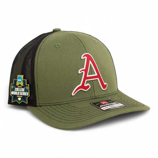 Arkansas Razorbacks Baseball Script A 2025 College World Series 3D Snapback Trucker Hat- Loden/ Black