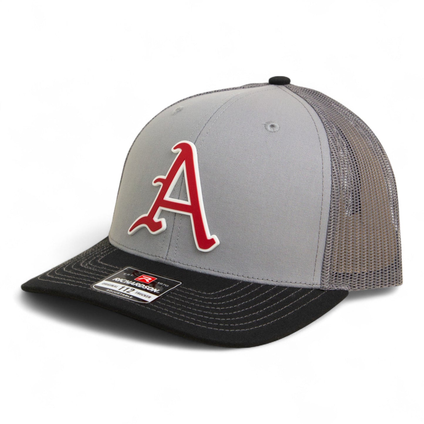 Arkansas Razorbacks Baseball Script A 3D Snapback Trucker Hat- Grey/ Charcoal/ Black