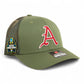 Arkansas Razorbacks Baseball Script A 2025 College World Series 3D Snapback Trucker Hat- Loden/ Green Camo
