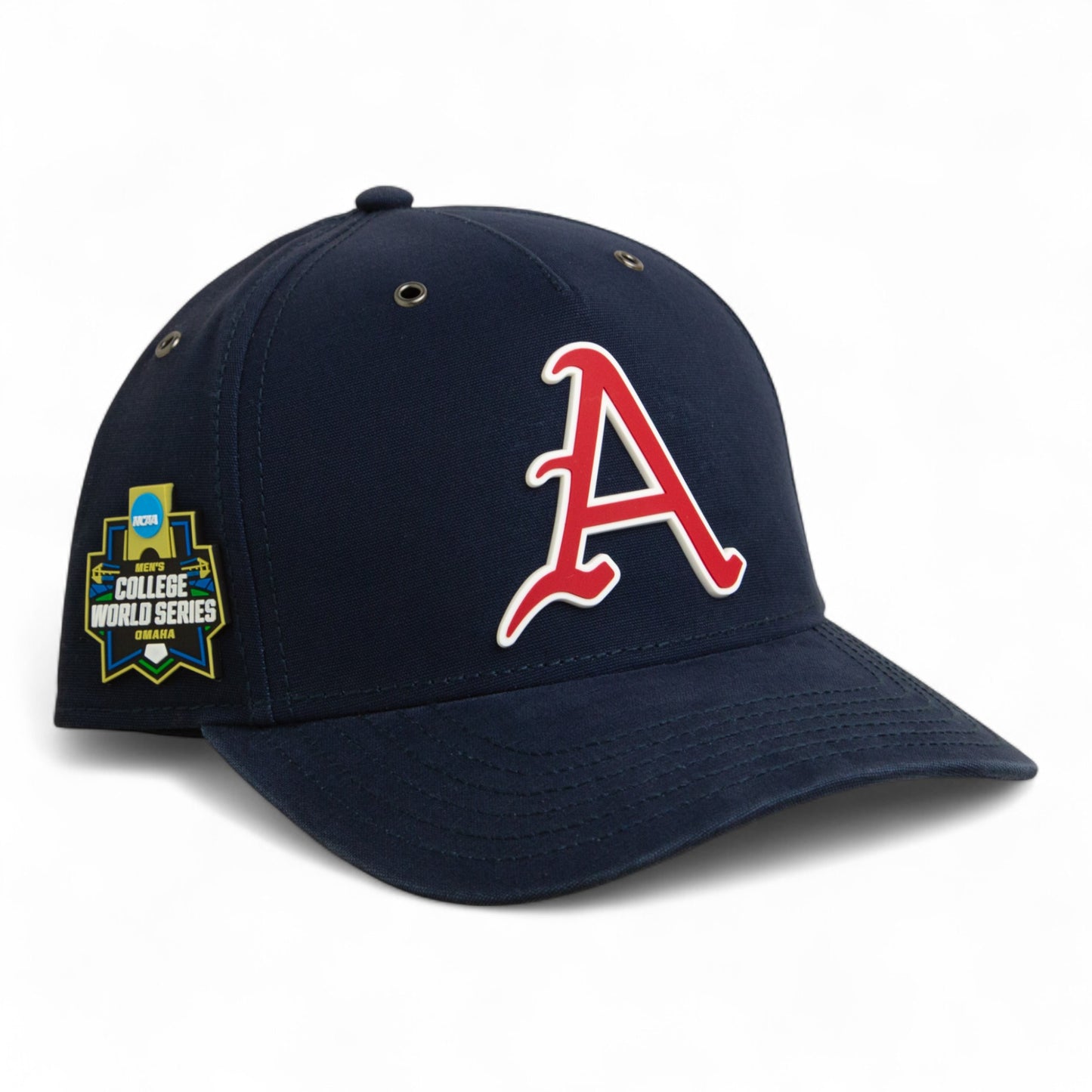 Arkansas Razorbacks Baseball Script A 2025 College World Series 3D Snapback Canvas Hat- Navy