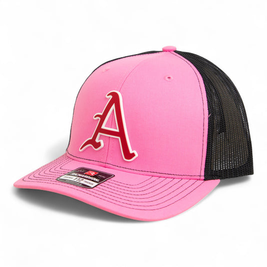 Arkansas Razorbacks Baseball Script A 2025 College World Series 3D Snapback Trucker Hat- Pink/ Black