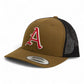 Arkansas Razorbacks Baseball Script A 2025 College World Series 3D YP Snapback Trucker Hat- Coyote/ Black