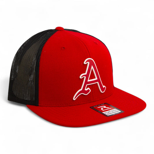 Arkansas Razorbacks Baseball Script A 3D Wool Blend Flat Bill Hat- Red/ Black