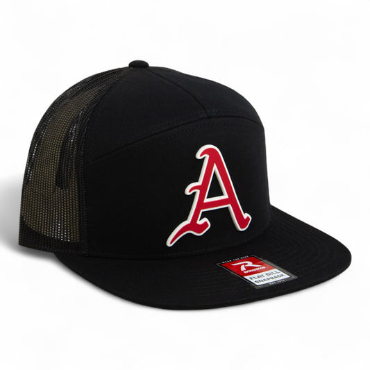 Arkansas Razorbacks Baseball Script A 3D Snapback Seven-Panel Flat Bill Trucker Hat- Black