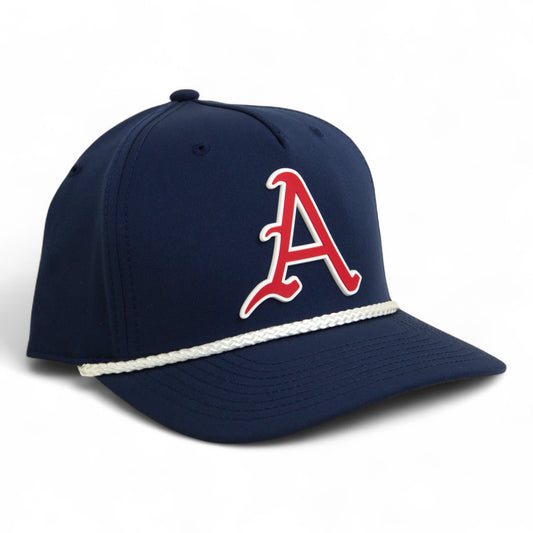 Arkansas Razorbacks Baseball Script A 3D Five Panel Classic Rope Hat- Navy/ White