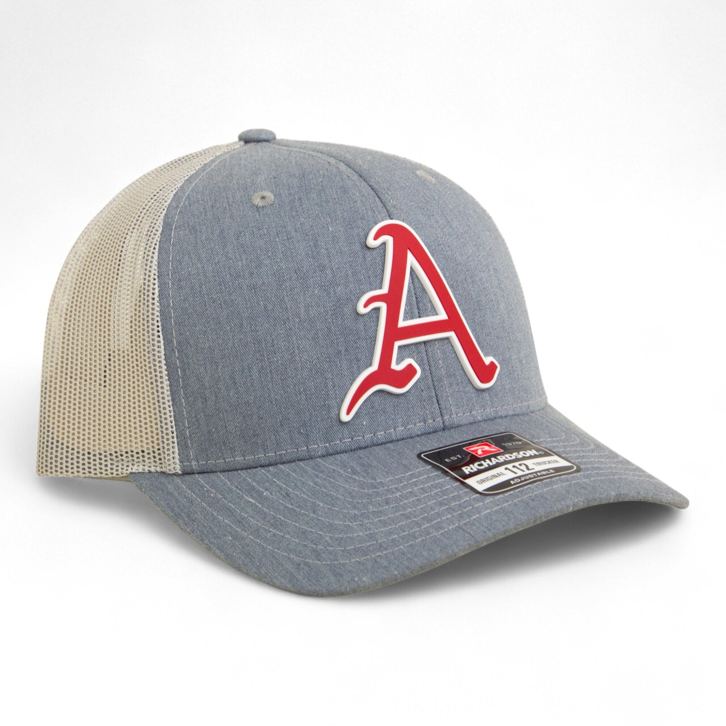 Arkansas Razorbacks Baseball Script A 3D Snapback Trucker Hat- Heather Grey/ Light Grey