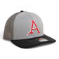 Arkansas Razorbacks Baseball Script A 3D Snapback Trucker Hat- Grey/ Charcoal/ Black