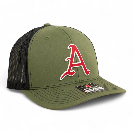 Arkansas Razorbacks Baseball Script A 3D Snapback Trucker Hat- Loden/ Black
