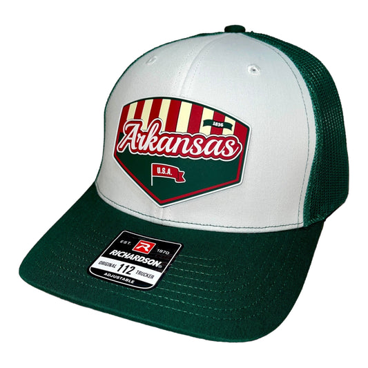 Arkansas Razorbacks Baseball Heritage Series 3D Snapback Trucker Hat- White/ Dark Green