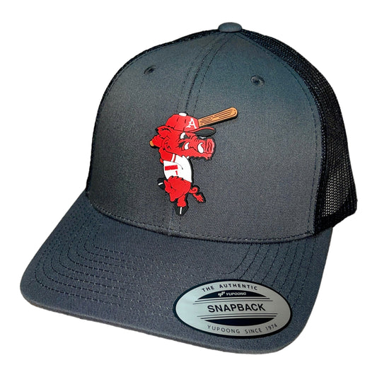 Arkansas Razorbacks Baseball Ribby YP Snapback Trucker Hat- Charcoal/ Black