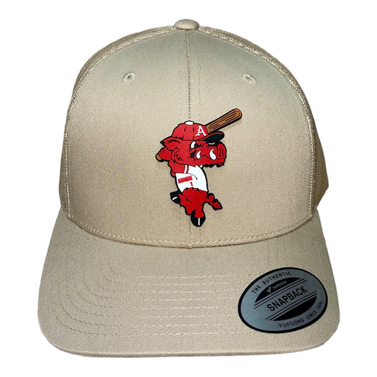 Arkansas Razorbacks Baseball Ribby YP Snapback Trucker Hat- Khaki
