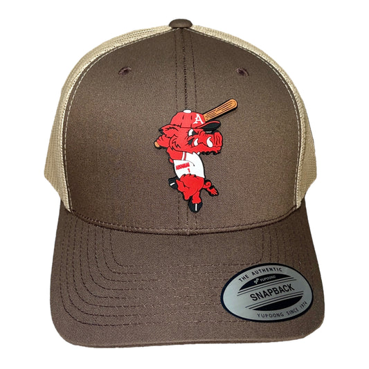 Arkansas Razorbacks Baseball Ribby 3D YP Snapback Trucker Hat- Brown/ Khaki