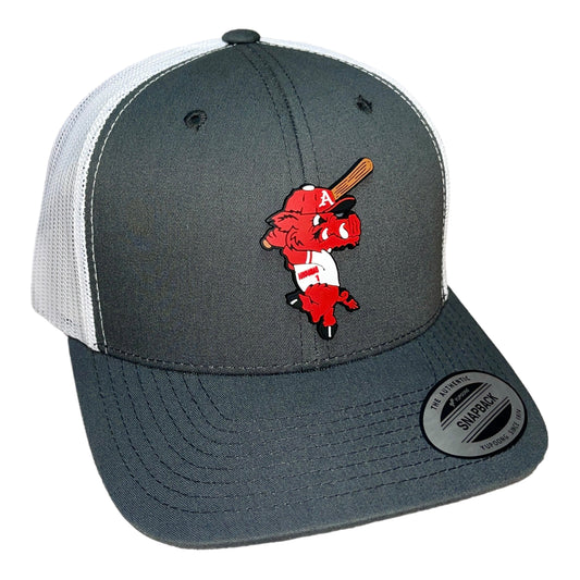 Arkansas Razorbacks Baseball Ribby YP Snapback Trucker Hat- Charcoal/ White