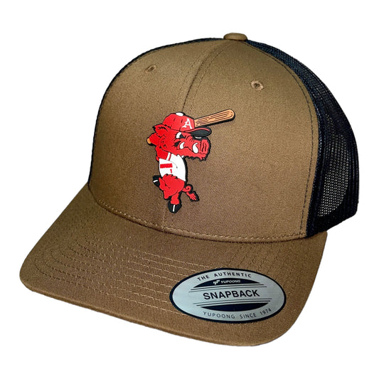 Arkansas Razorbacks Baseball Ribby YP Snapback Trucker Hat- Coyote Brown/ Black