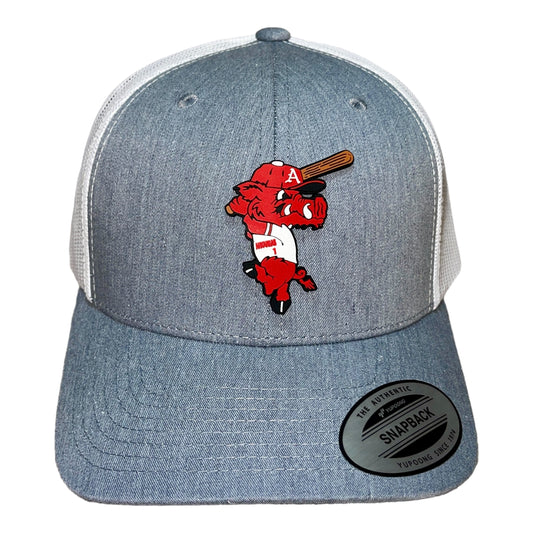 Arkansas Razorbacks Baseball Ribby YP Snapback Trucker Hat- Heather Grey/ White