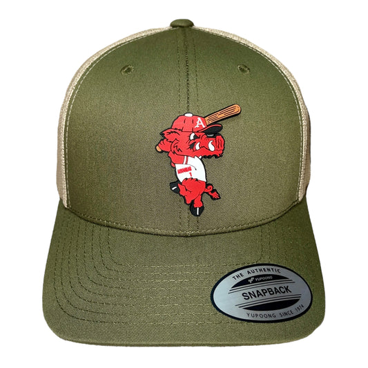 Arkansas Razorbacks Baseball Ribby YP Snapback Trucker Hat- Moss/ Khaki