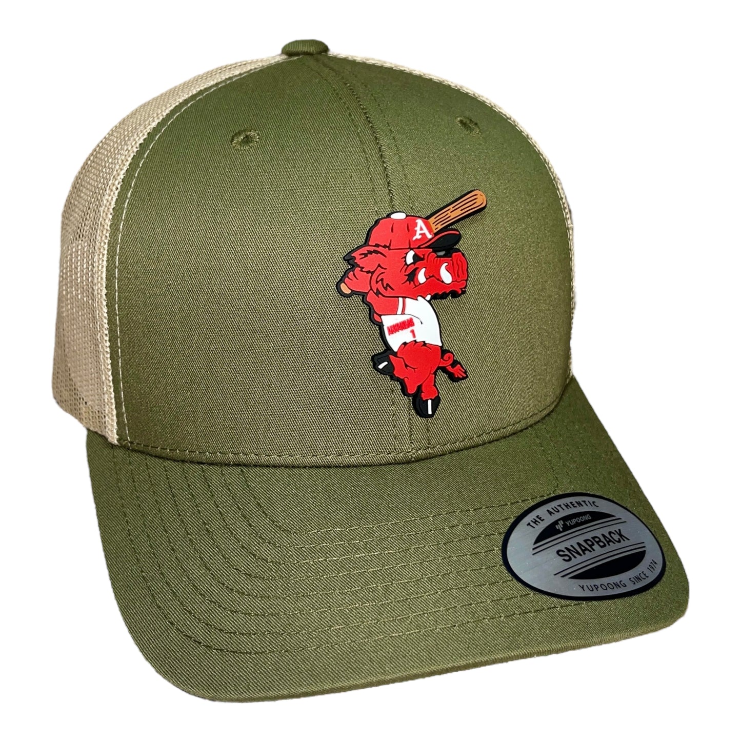 Arkansas Razorbacks Baseball Ribby YP Snapback Trucker Hat- Moss/ Khaki