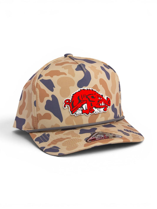 Arkansas Razorbacks Slobbering Hog 3D Duck Camo Rope Hat- Canyon