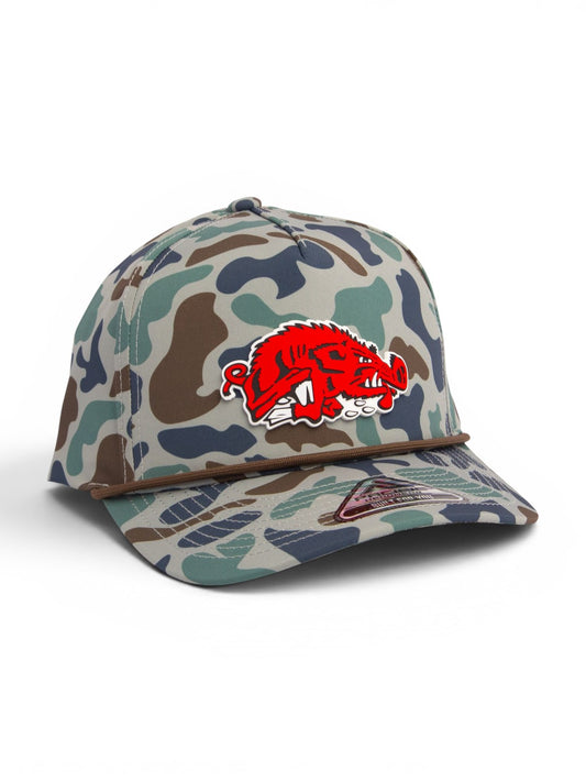 Arkansas Razorbacks Slobbering Hog 3D Duck Camo Rope Hat- Mallard