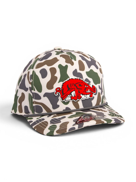 Arkansas Razorbacks Slobbering Hog 3D Duck Camo Rope Hat- Timberline