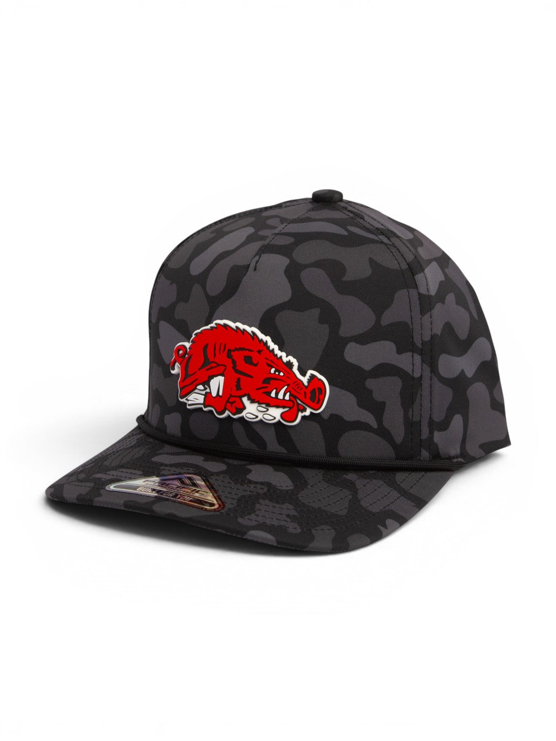 Arkansas Razorbacks Slobbering Hog 3D Duck Camo Rope Hat- Blackout