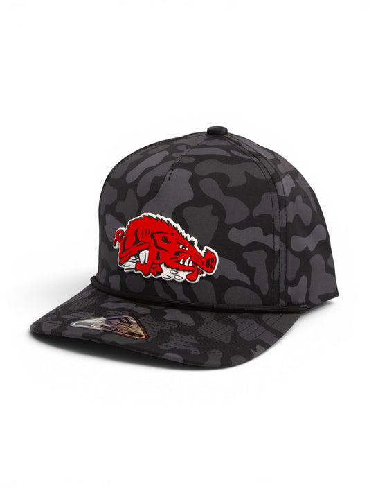 Arkansas Razorbacks Slobbering Hog 3D Duck Camo Rope Hat- Blackout