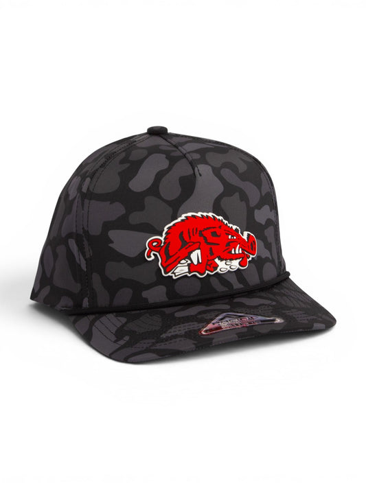 Arkansas Razorbacks Slobbering Hog 3D Duck Camo Rope Hat- Blackout