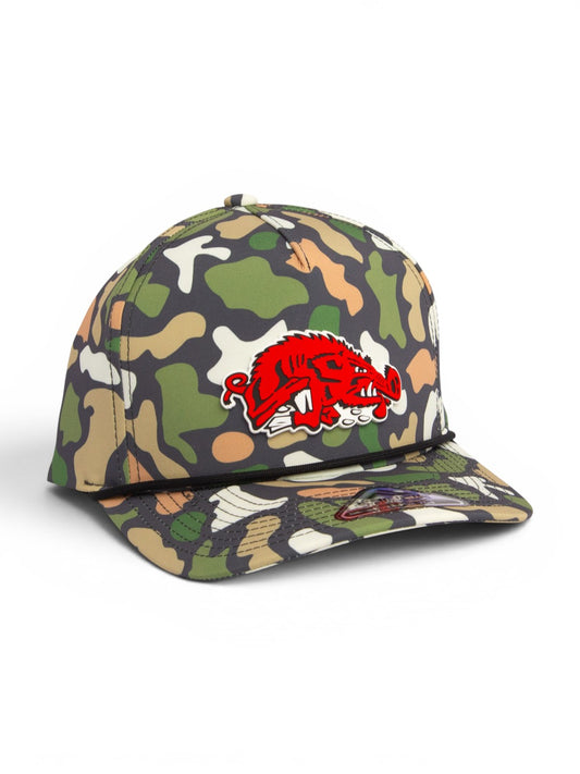 Arkansas Razorbacks Slobbering Hog 3D Duck Camo Rope Hat- Bayou
