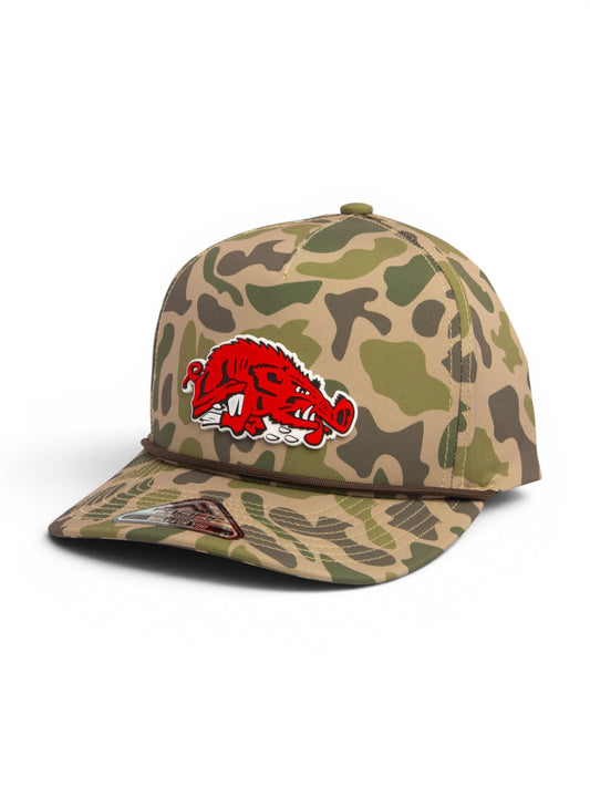 Arkansas Razorbacks Slobbering Hog 3D Duck Camo Rope Hat- Coastland