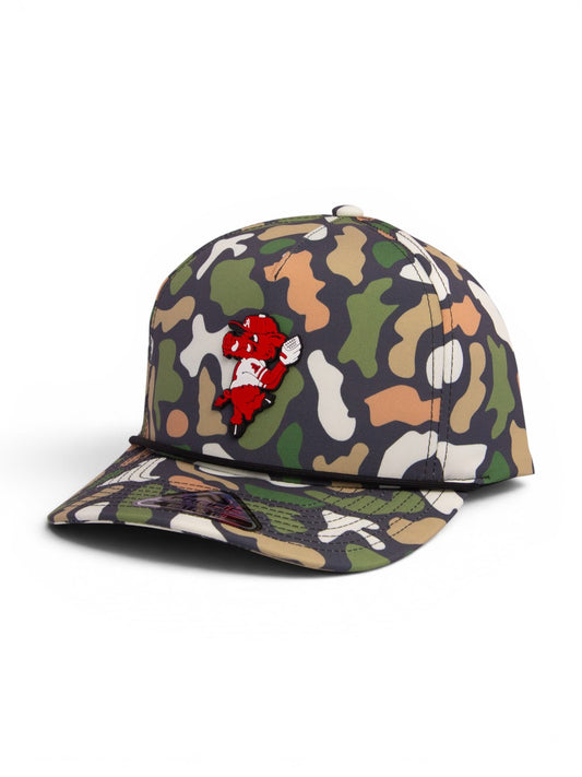 Arkansas Razorbacks Pitching Ribby 3D Duck Camo Rope Hat- Bayou