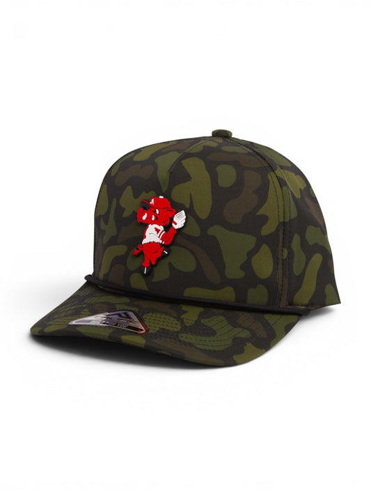 Arkansas Razorbacks Pitching Ribby 3D Duck Camo Rope Hat- Woodland