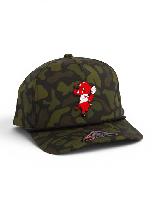 Arkansas Razorbacks Pitching Ribby 3D Duck Camo Rope Hat- Woodland