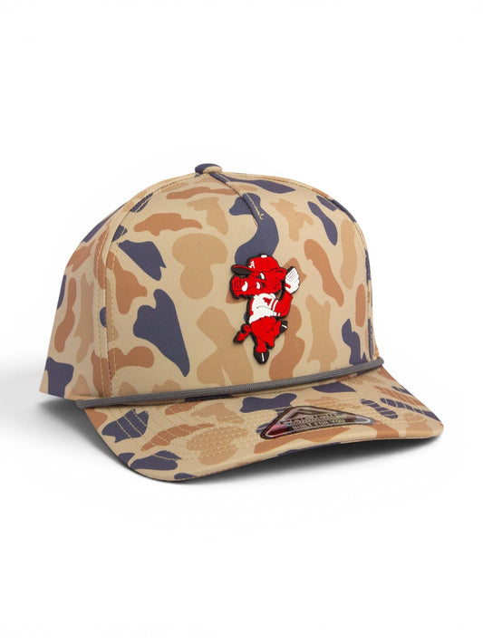 Arkansas Razorbacks Pitching Ribby 3D Duck Camo Rope Hat- Canyon