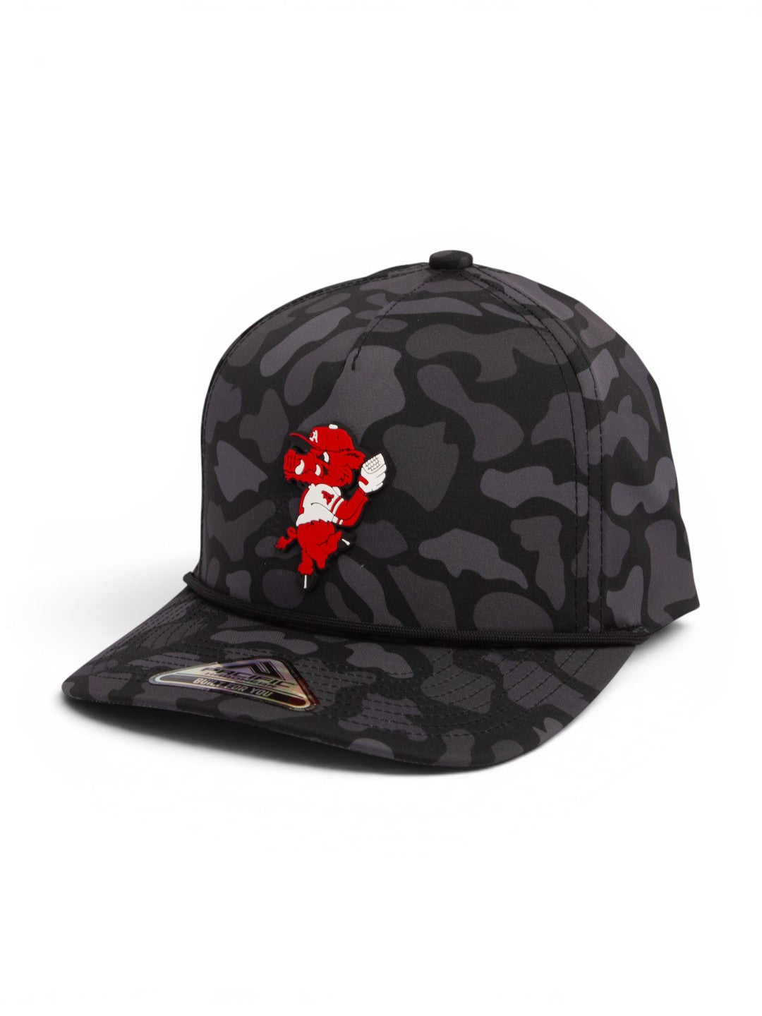 Arkansas Razorbacks Pitching Ribby 3D Duck Camo Rope Hat- Blackout
