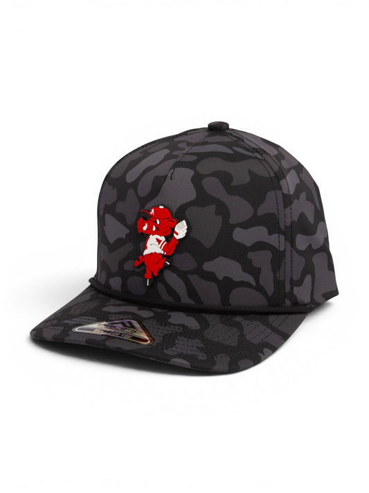 Arkansas Razorbacks Pitching Ribby 3D Duck Camo Rope Hat- Blackout