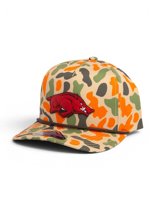 Arkansas Razorbacks Classic 3D Duck Camo Rope Hat- Blaze Camo