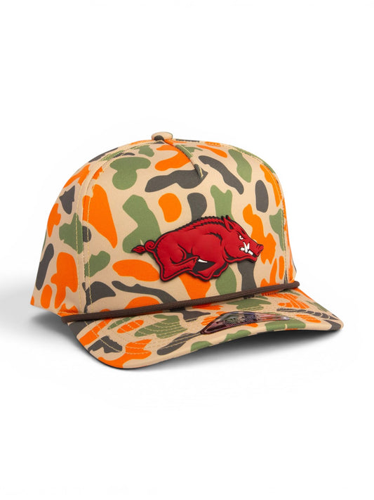 Arkansas Razorbacks Classic 3D Duck Camo Rope Hat- Blaze Camo