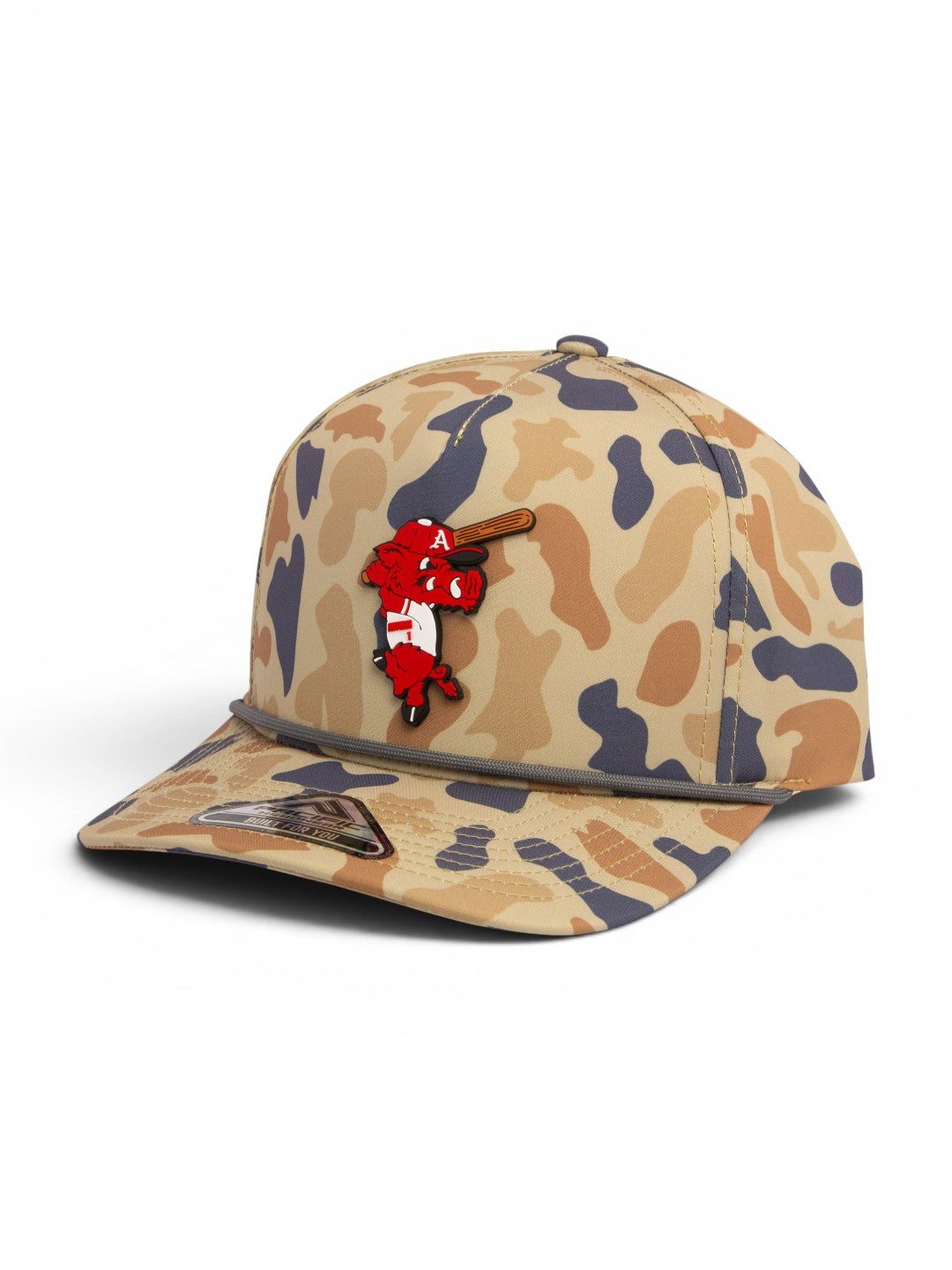 Arkansas Razorbacks Baseball Ribby at Bat 3D Duck Camo Rope Hat- Canyon