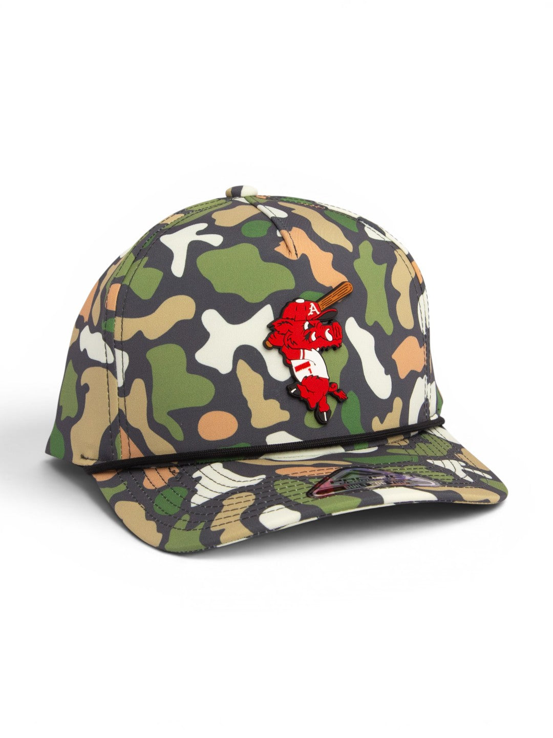 Arkansas Razorbacks Baseball Ribby at Bat 3D Duck Camo Rope Hat- Bayou