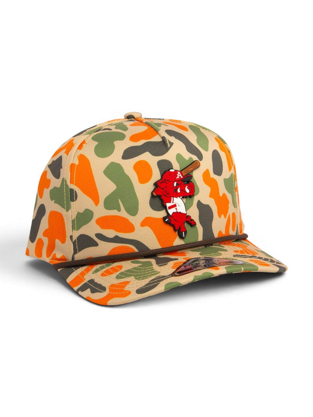 Arkansas Razorbacks Baseball Ribby at Bat 3D Duck Camo Rope Hat- Blaze Camo