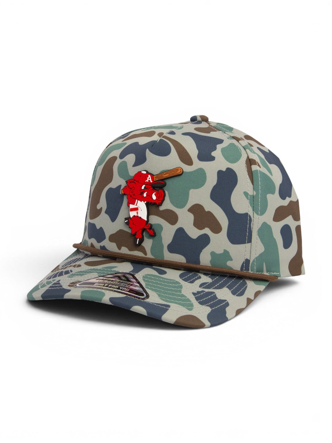 Arkansas Razorbacks Baseball Ribby at Bat 3D Duck Camo Rope Hat- Mallard