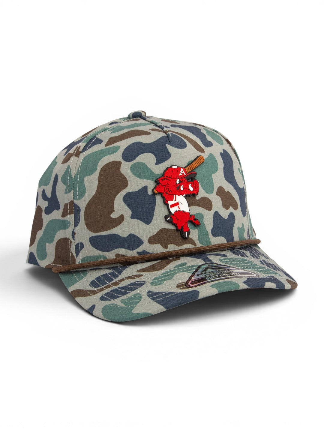 Arkansas Razorbacks Baseball Ribby at Bat 3D Duck Camo Rope Hat- Mallard