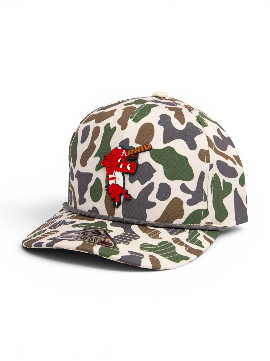 Arkansas Razorbacks Baseball Ribby at Bat 3D Duck Camo Rope Hat- Timberline