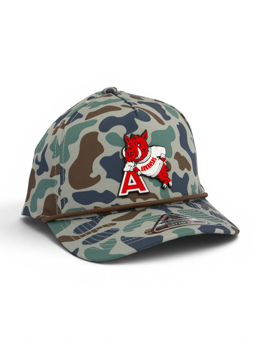 Arkansas Razorbacks Leaning A 3D Duck Camo Rope Hat- Mallard