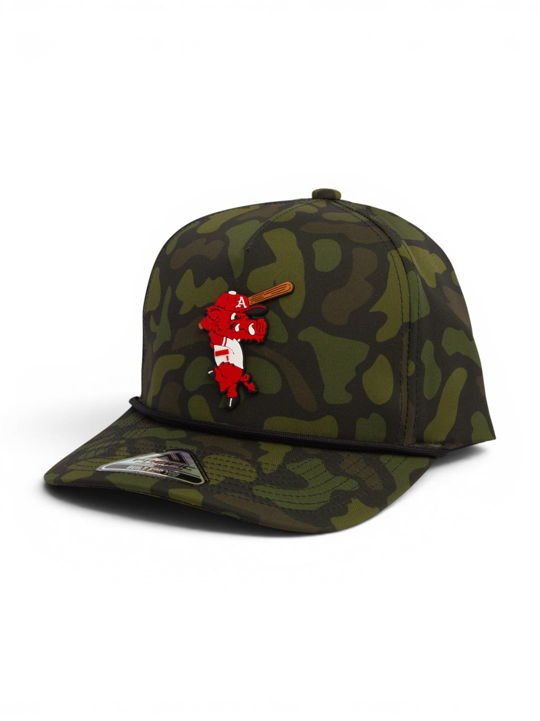 Arkansas Razorbacks Baseball Ribby at Bat 3D Duck Camo Rope Hat- Woodland