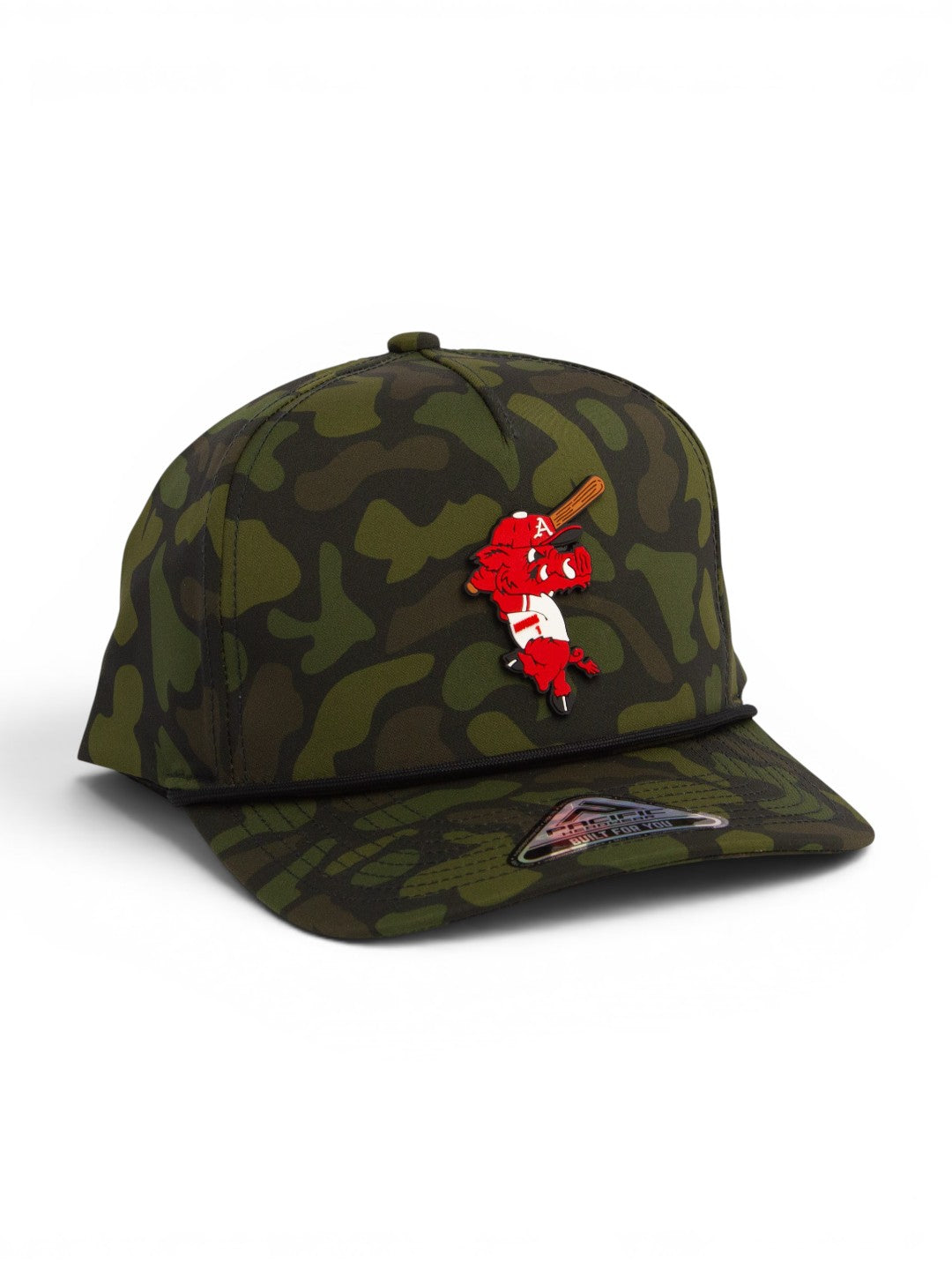 Arkansas Razorbacks Baseball Ribby at Bat 3D Duck Camo Rope Hat- Woodland