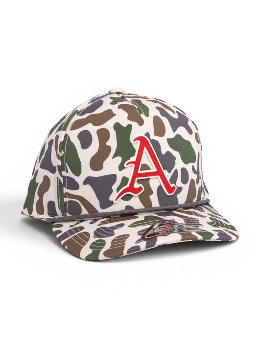 Arkansas Razorbacks Baseball Script A 3D Duck Camo Rope Hat- Timberline
