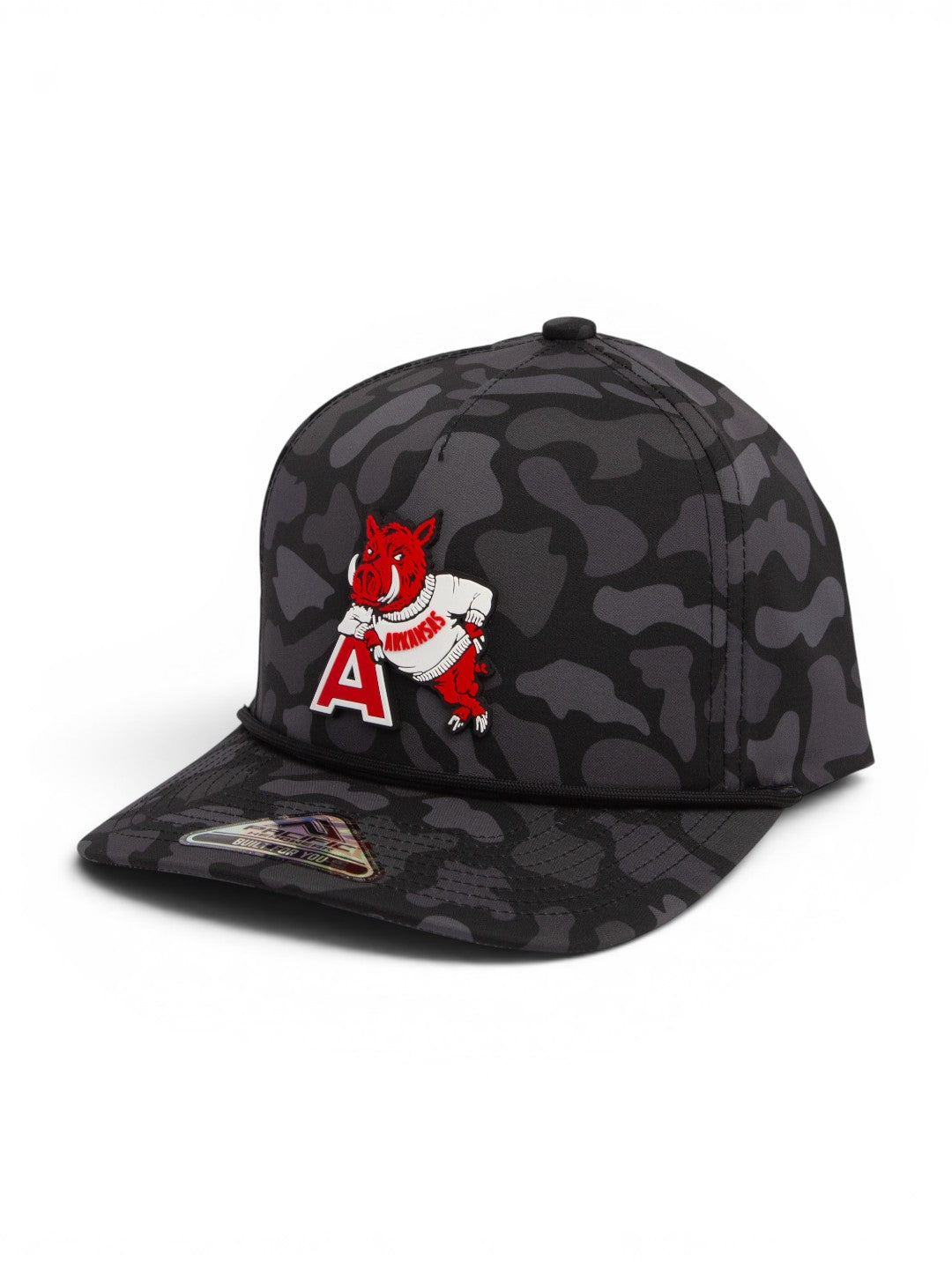 Arkansas Razorbacks Leaning A 3D Duck Camo Rope Hat- Blackout