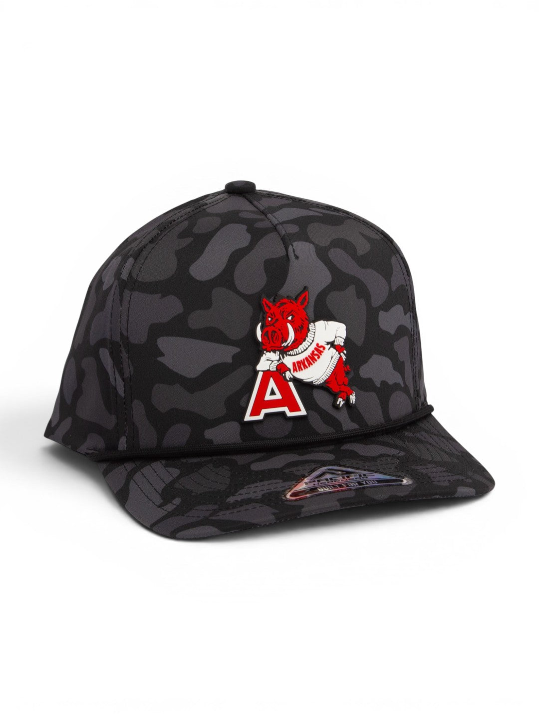 Arkansas Razorbacks Leaning A 3D Duck Camo Rope Hat- Blackout