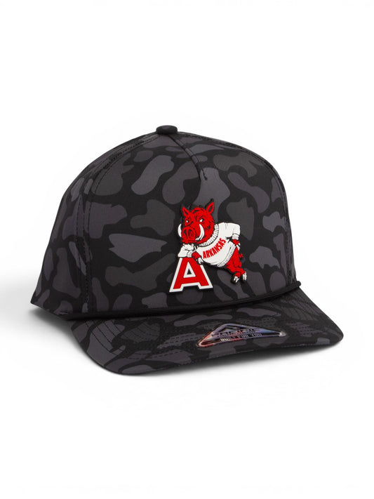 Arkansas Razorbacks Leaning A 3D Duck Camo Rope Hat- Blackout